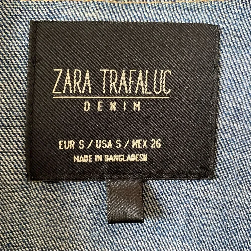 ZARA-FITTED Denim Mid Wash Distressed Jacket - Picture 13 of 13